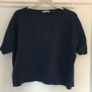 Boxy Navy Linen Top